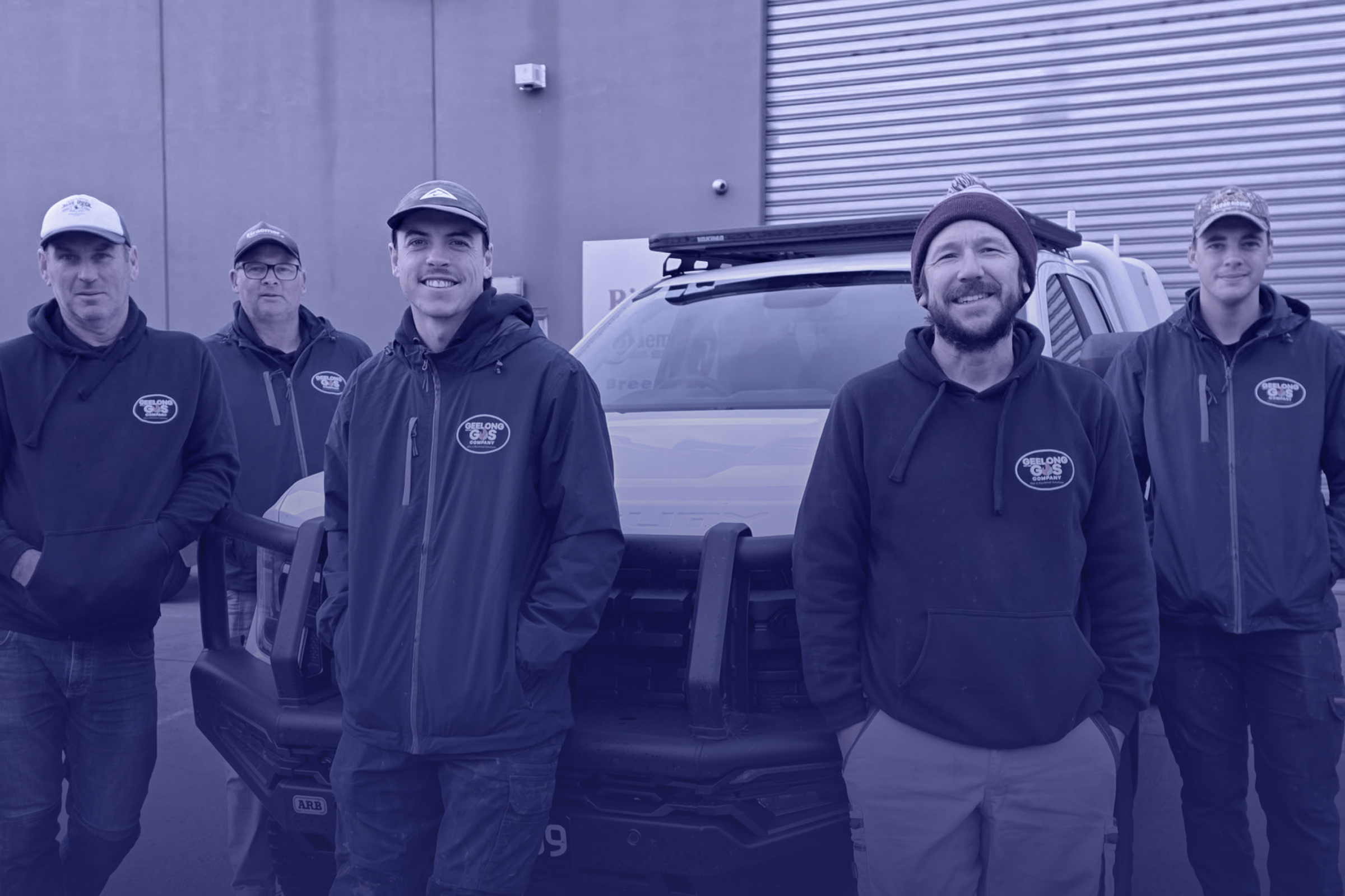 Geelong Gas Company directors and trades team on site